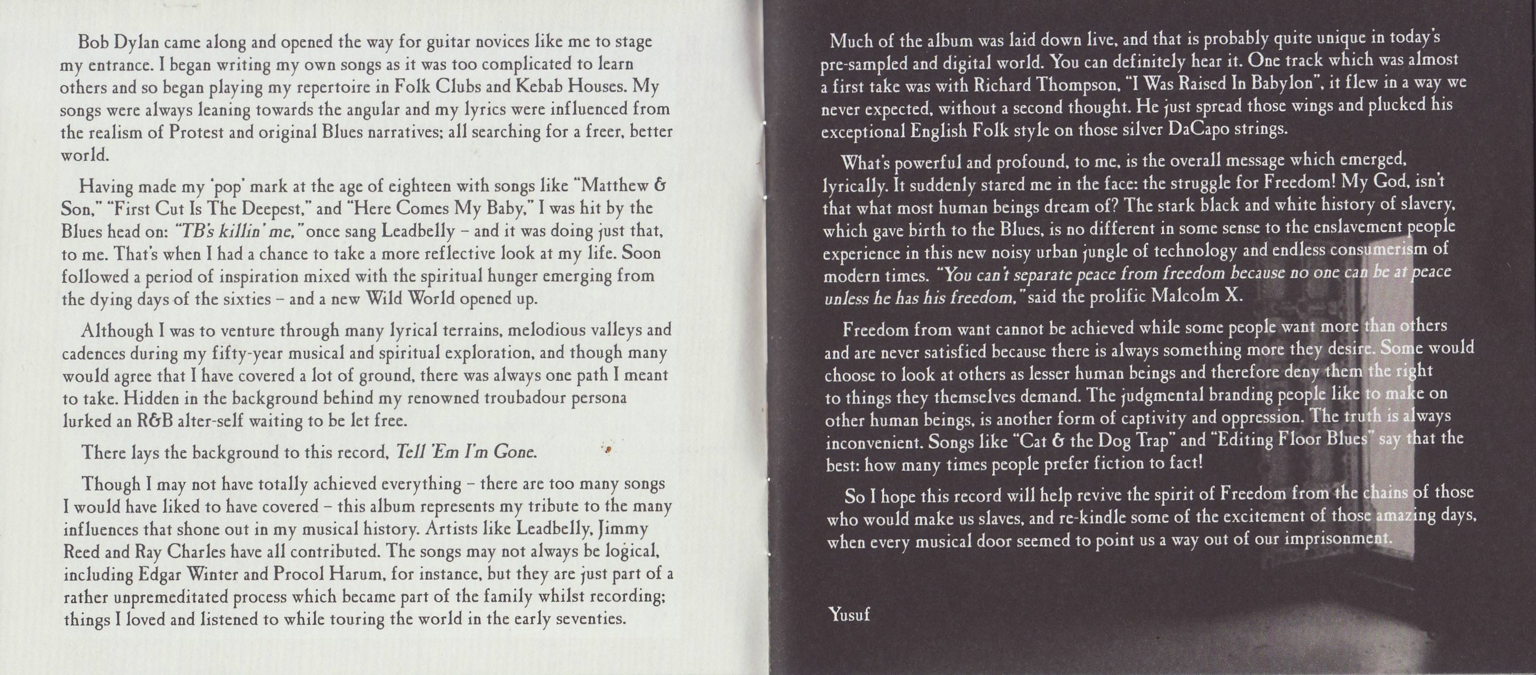 Yusuf Islam  Tell Em Im Gone : Booklet 2
